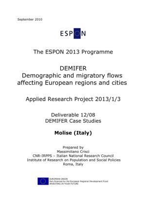 DEMIFER Demographic and Migratory Flows Affecting European Regions and Cities