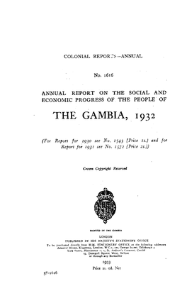 Annual Report of the Colonies. Gambia 1932