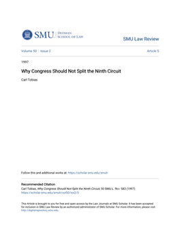 Why Congress Should Not Split the Ninth Circuit