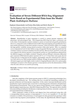 Evaluation of Seven Different RNA-Seq Alignment Tools Based on Experimental Data from the Model Plant Arabidopsis Thaliana