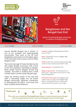 Banglatown and the Bengali East End