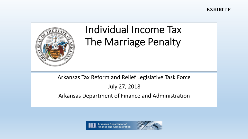 Individual Income Tax the Marriage Penalty