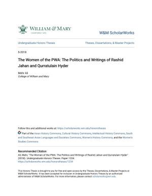 The Women of the PWA: the Politics and Writings of Rashid Jahan and Qurratulain Hyder