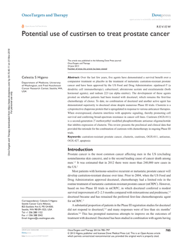 Potential Use of Custirsen to Treat Prostate Cancer