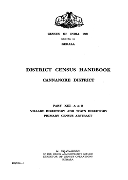 District Census Handbook, Cannanore, Part XIII-A & B, Series-10
