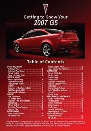 2007 Pontiac G5 Get to Know Guide