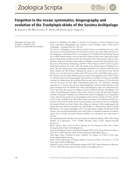 Forgotten in the Ocean: Systematics, Biogeography and Evolution of the Trachylepis Skinks of the Socotra Archipelago