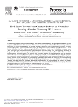 The Effect of Rosetta Stone Computer Software on Vocabulary Learning Of