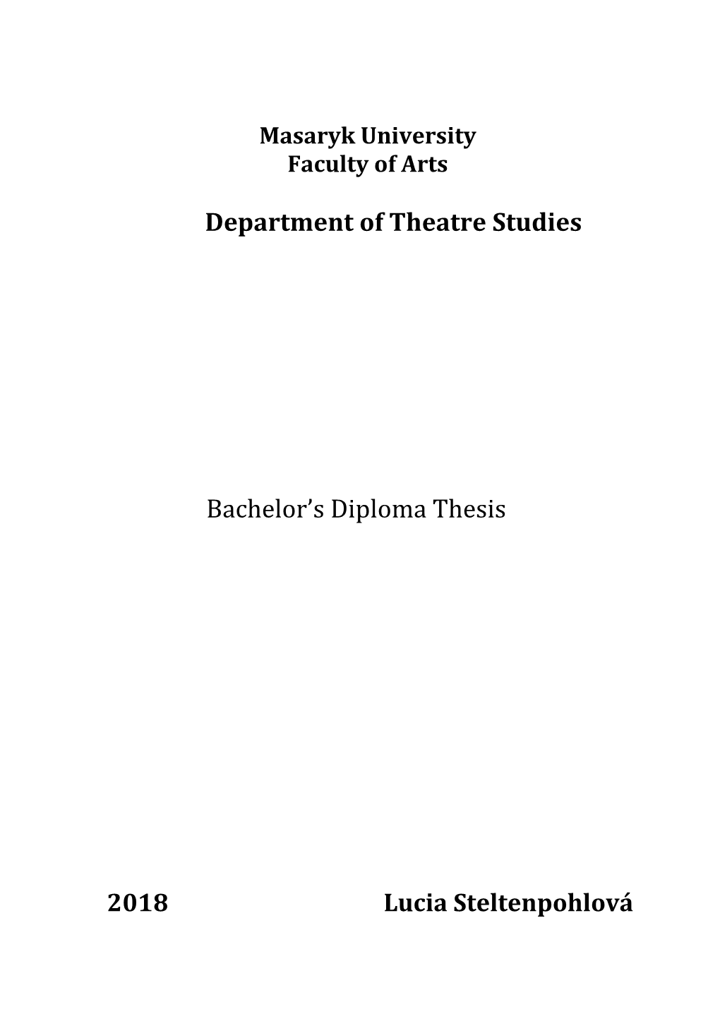 Theatricality of Naumachiae Bachelor’S Diploma Thesis