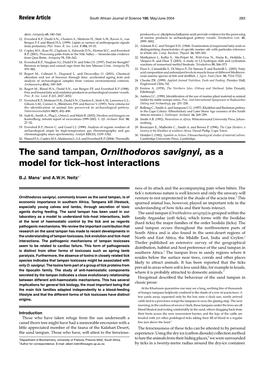 Review Ornithodoros Savignyi 2004