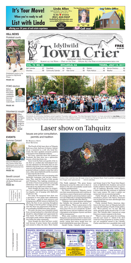 Laser Show on Tahquitz A5 Issues Are Prior Consultation, EVENTS Permits and Tradition