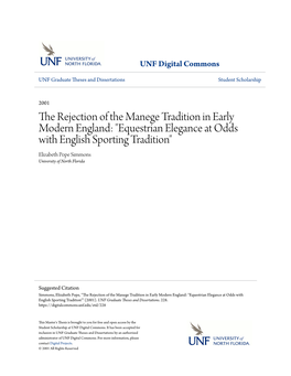 The Rejection of the Manege Tradition in Early