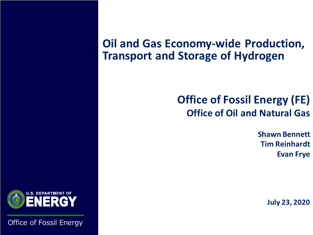 Oil and Gas Economy-Wide Production, Transport and Storage of Hydrogen