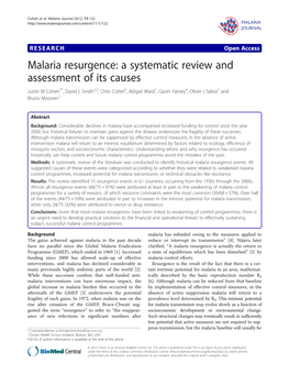 Malaria Resurgence: a Systematic Review and Assessment of Its Causes