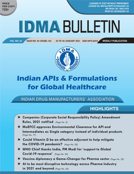 IDMA Bulletin 30Th January 2021