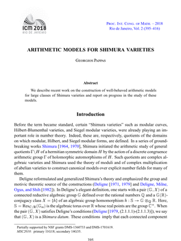 Arithmetic Models for Shimura Varieties