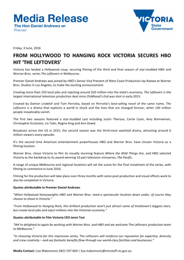 From Hollywood to Hanging Rock Victoria Secures Hbo