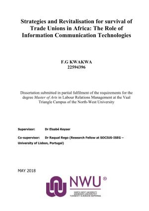 Strategies and Revitalisation for Survival of Trade Unions in Africa: the Role of Information Communication Technologies