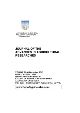Journal of the Advances in Agricultural Researches