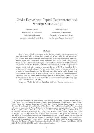 Credit Derivatives: Capital Requirements and Strategic Contracting∗