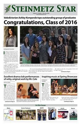 May-June 2016 Star Valedictorian Ashley Komperda Tops Outstanding Group of Graduates Congratulations, Class of 2016