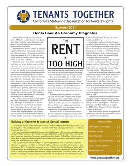 TENANTS TOGETHER California’S Statewide Organization for Renters’ Rights