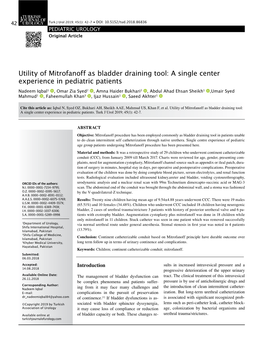 Utility of Mitrofanoff As Bladder Draining Tool