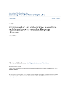Communication and Relationships of Intercultural/Multilingual Couples: Cultural and Language Differences" (2013)