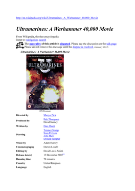 Ultramarines: a Warhammer 40,000 Movie