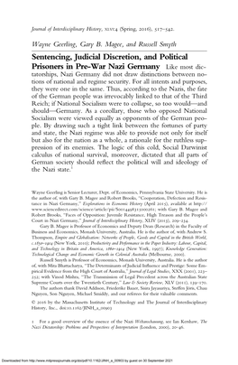 Sentencing, Judicial Discretion, and Political Prisoners in Pre-War Nazi