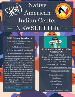 Native American Indian Center NEWSLETTER