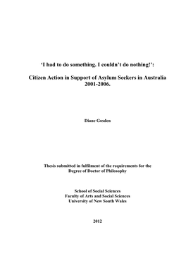 Citizen Action in Support of Asylum Seekers in Australia 2001-2006
