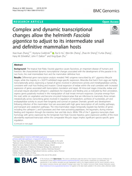Complex and Dynamic Transcriptional Changes Allow the Helminth