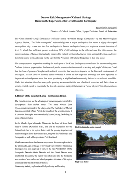 Disaster Risk Management of Cultural Heritage Based on the Experience of the Great Hanshin Earthquake