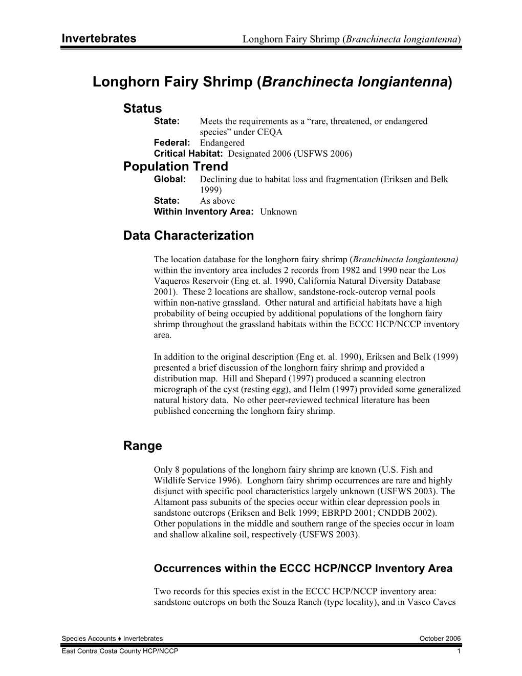 Longhorn Fairy Shrimp (Branchinecta Longiantenna)