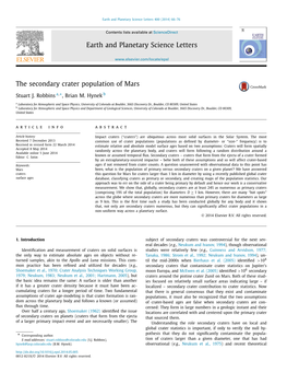 The Secondary Crater Population of Mars ∗ Stuart J