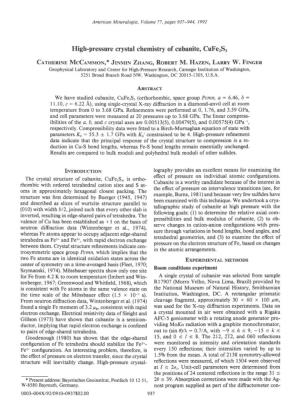 High-Pressure Crystal Chemistry of Cubanite, Cufers