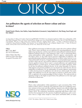 Are Pollinators the Agents of Selection on Flower Colour and Size in Irises?