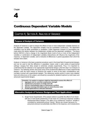 Continuous Dependent Variable Models