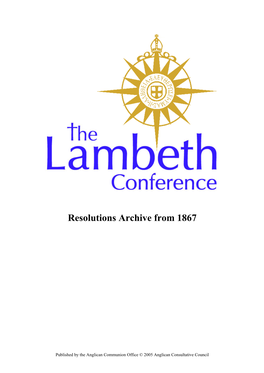 Lambeth Conference Resolutions Archive