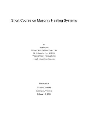 Short Course on Masonry Heating Systems