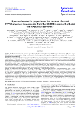 Spectrophotometric Properties of the Nucleus of Comet 67P/Churyumov-Gerasimenko from the OSIRIS Instrument Onboard the ROSETTA Spacecraft