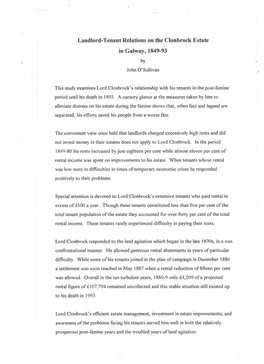 Landlord-Tenant Relations on the Clonbrock Estate in Galway, 1849-93 by John O’Sullivan