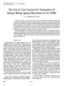 The Use of Live Vaccine for Vaccination of Human Beings Against Brucellosis in the USSR