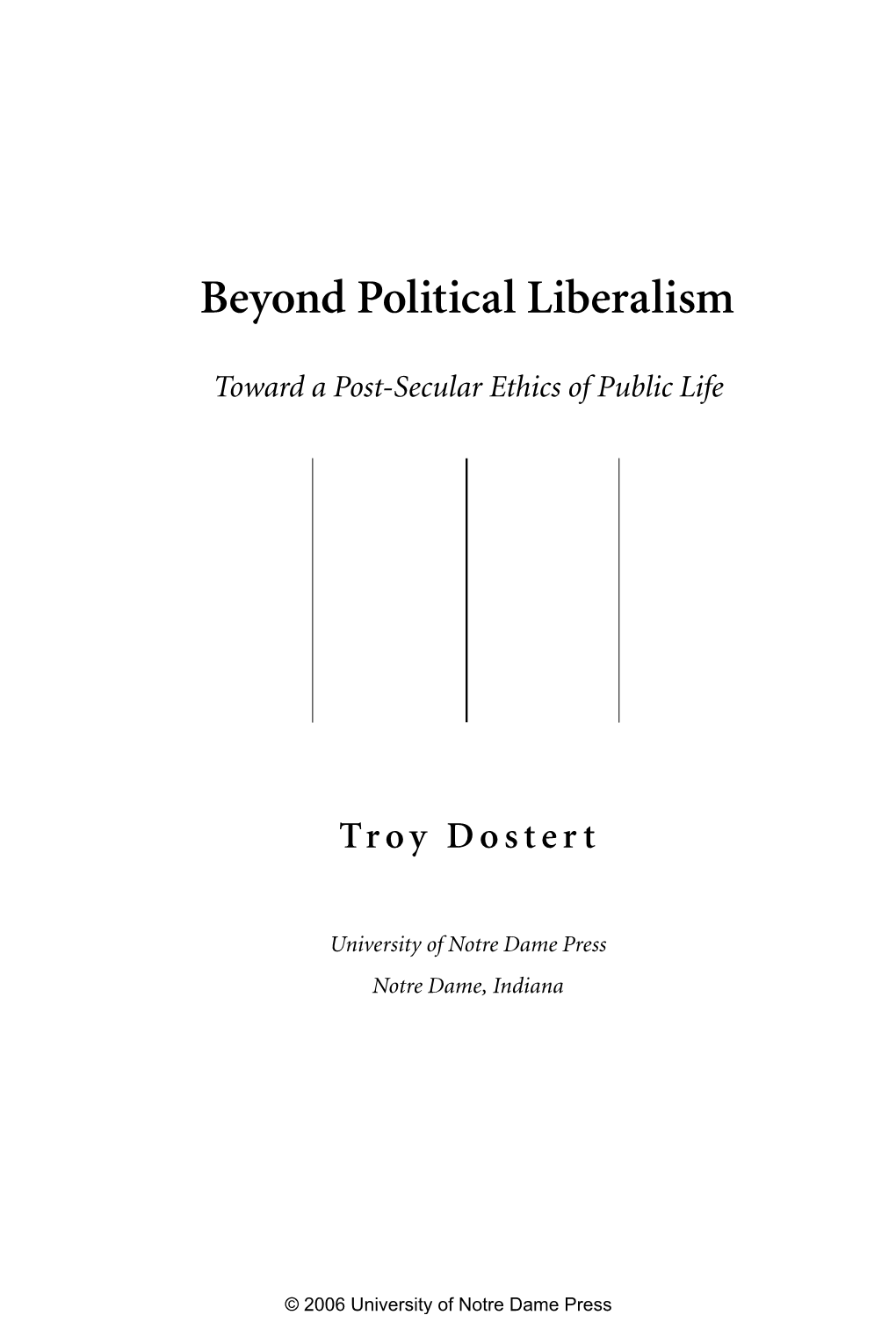 Beyond Political Liberalism