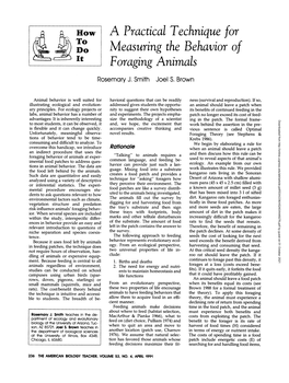 A Practical Technique for Measuring the Behavior of Foraging Animals
