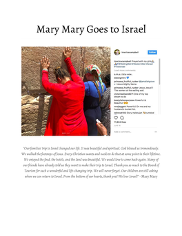 Mary Mary Goes to Israel
