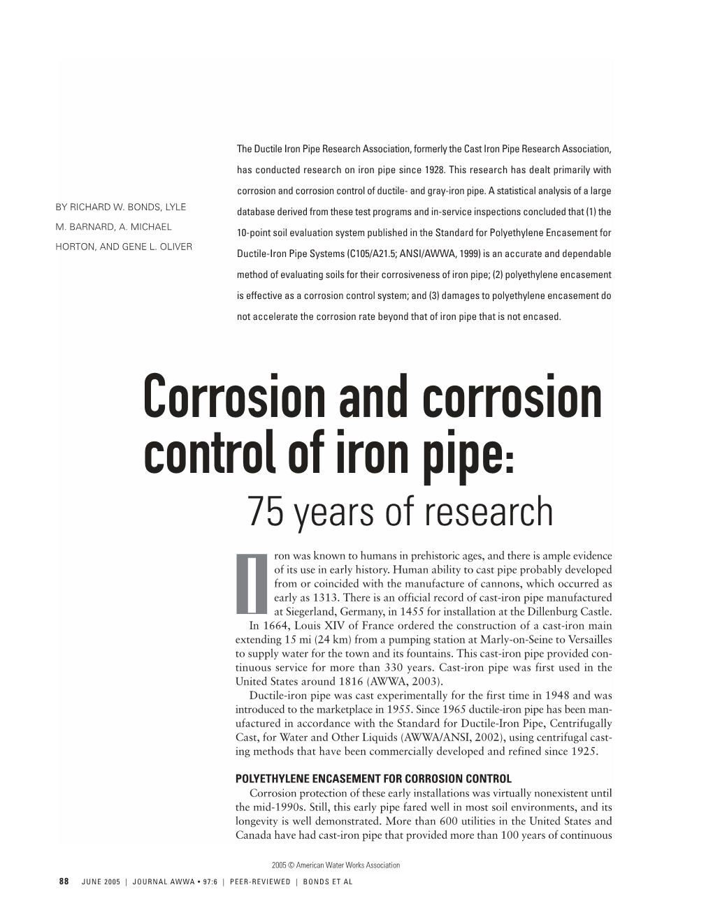 The Cast Iron Pipe Research Association, Has Conducted Research on Iron Pipe Since 1928