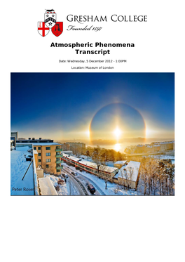 Atmospheric Phenomena Transcript