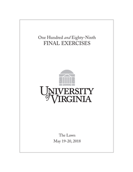 Class of 2018 Final Exercises Program